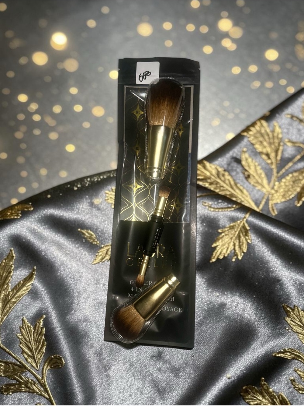 Laura Geller Gold 4-in-1 Makeup Brush Set - 3 pcs Travel Set - BNIB - Never Used